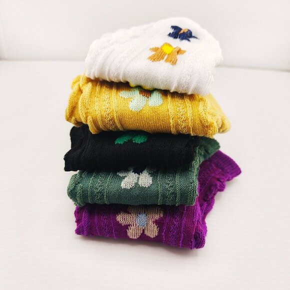 5 pairs of women's flower boat socks simple Japanese style boat socks - Picture 3 of 3